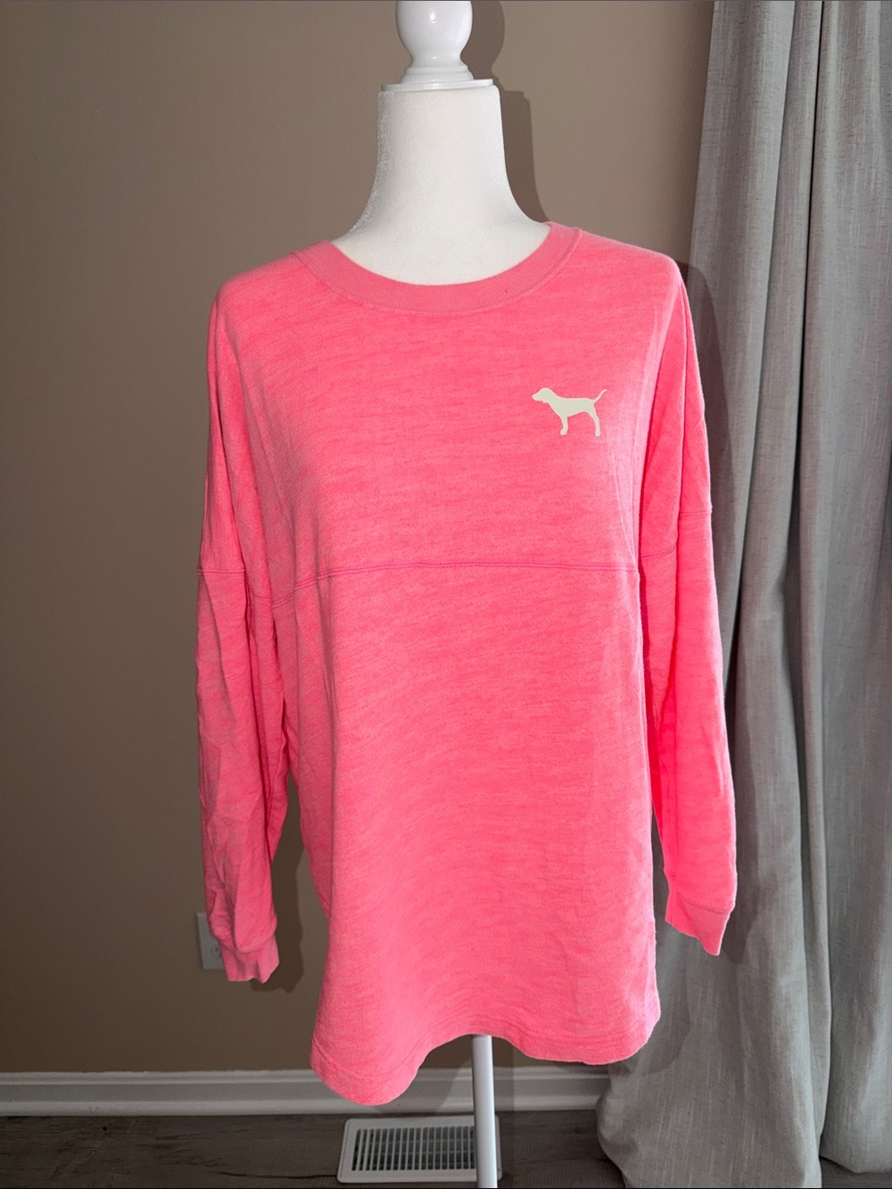 PINK Victoria's Secret Neon Pink Long Sleeve Crew Sweatshirt